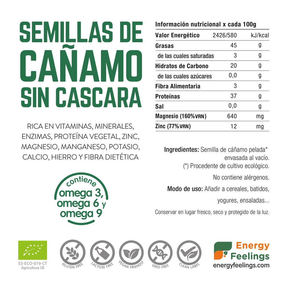 Semillas de cáñamo sin cáscara BIO (al vacío) Energy Feelings 1 kg