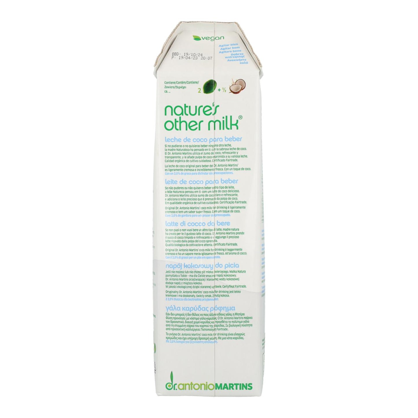 Leche de Coco BIO 2% grasa Dr Martins 1L