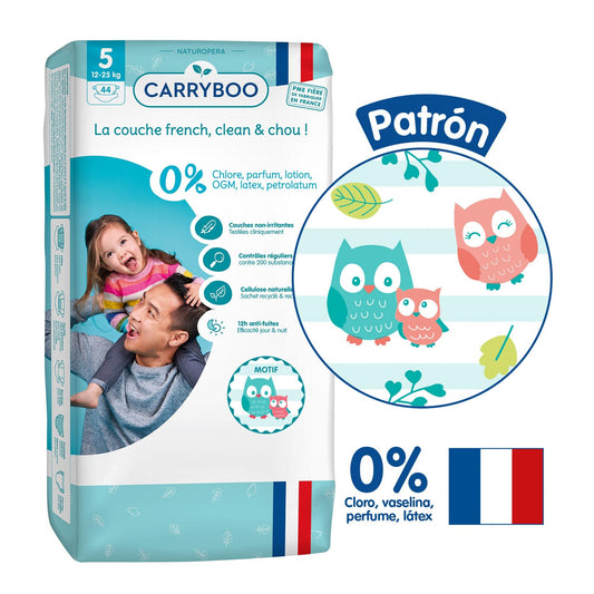 CARRYBOO - Pañales Ecológicos T5 (12-25kg) - Jumbo 44 pañales