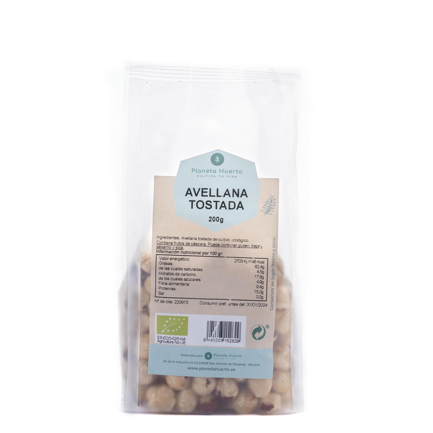 Avellanas tostadas ECO Planeta Huerto 200 g