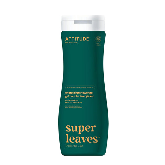 Gel de ducha energizante Super Leaves - Hojas de naranja, Attitude, 473 ml