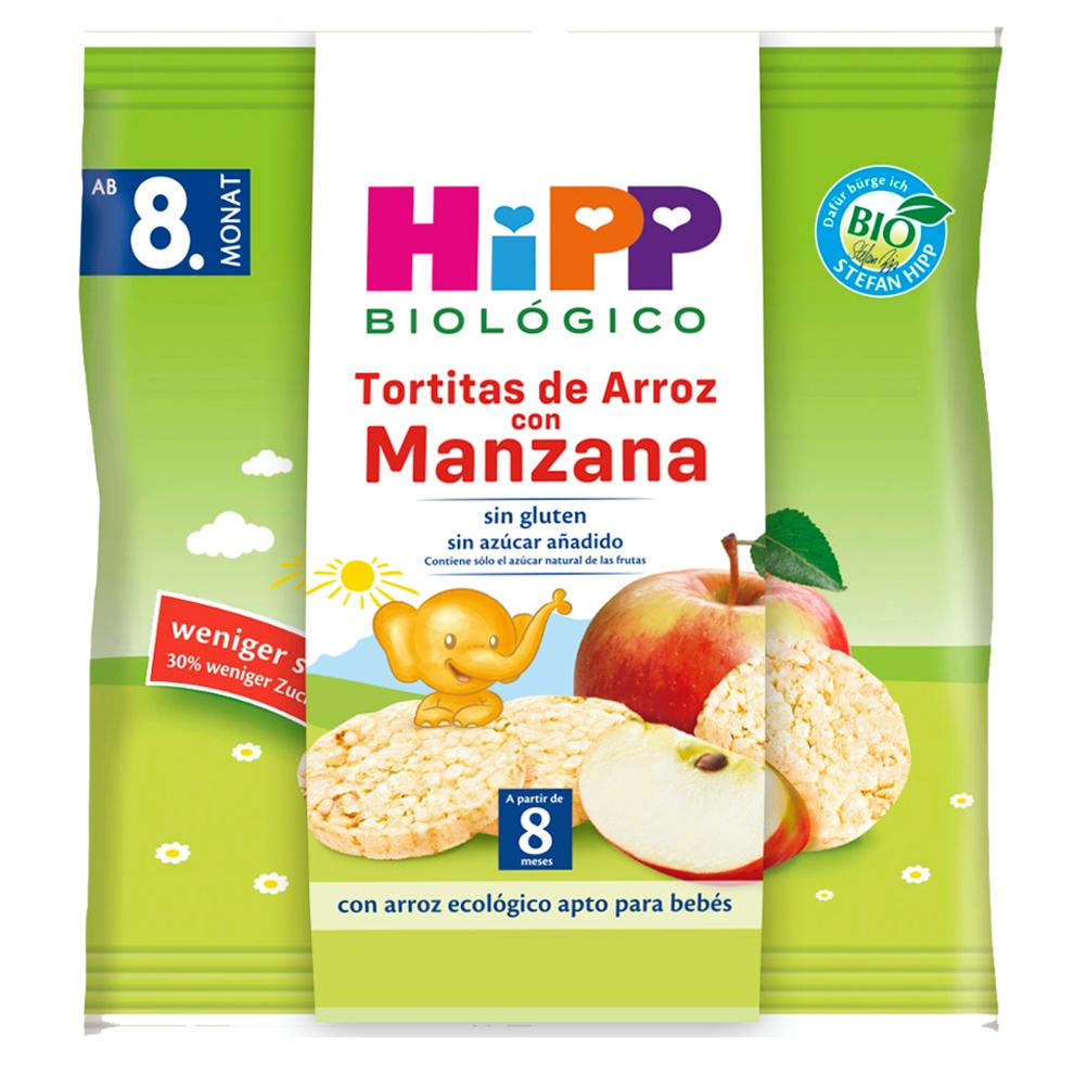 Tortitas de arroz con manzana sin gluten bio para bebés +8 meses HiPP 30 g