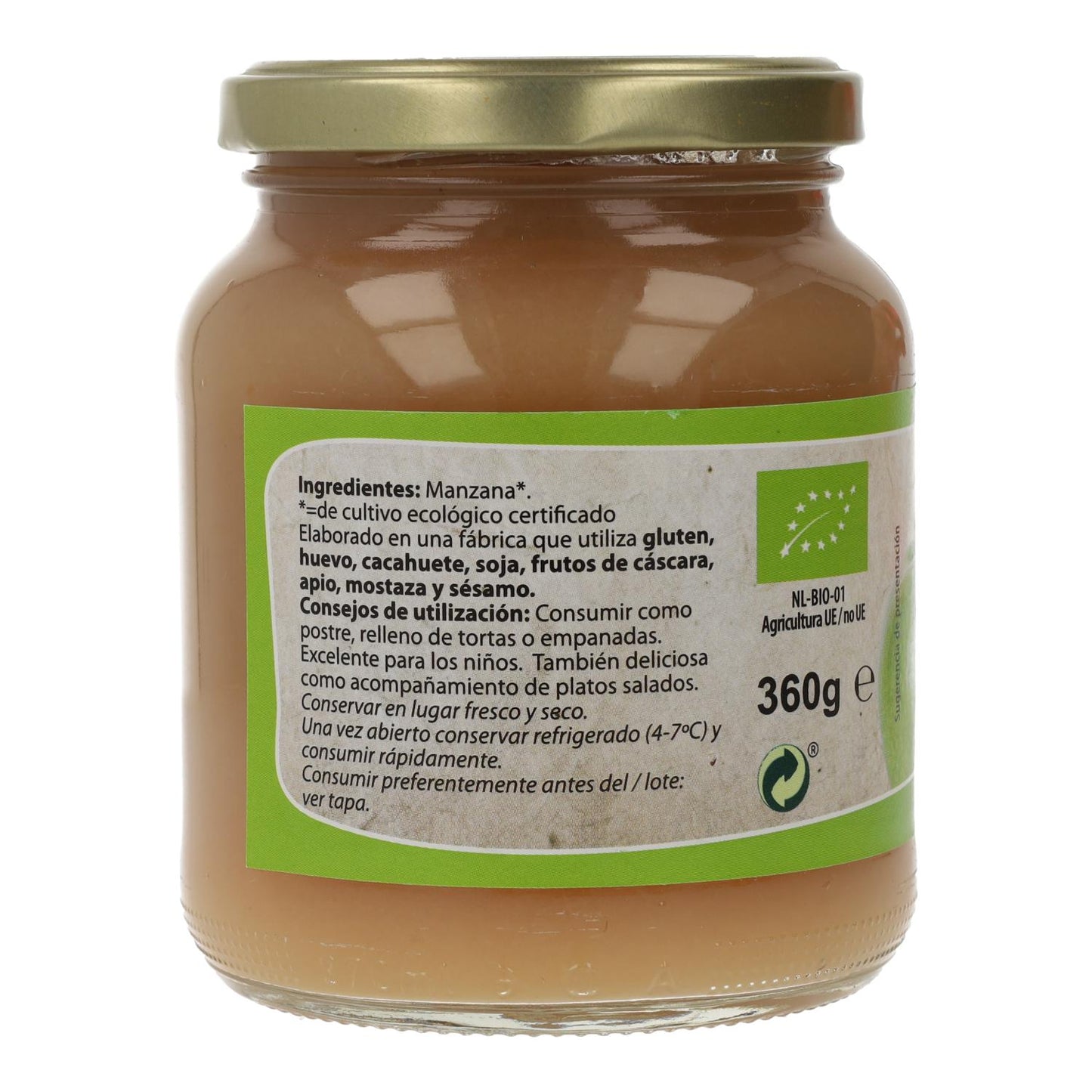 Compota de manzana ECO, 370 ml. Natursoy