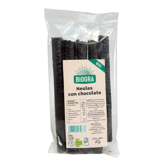 Bio neulas (barquillos) de chocolate negro, Biográ, 80 gr