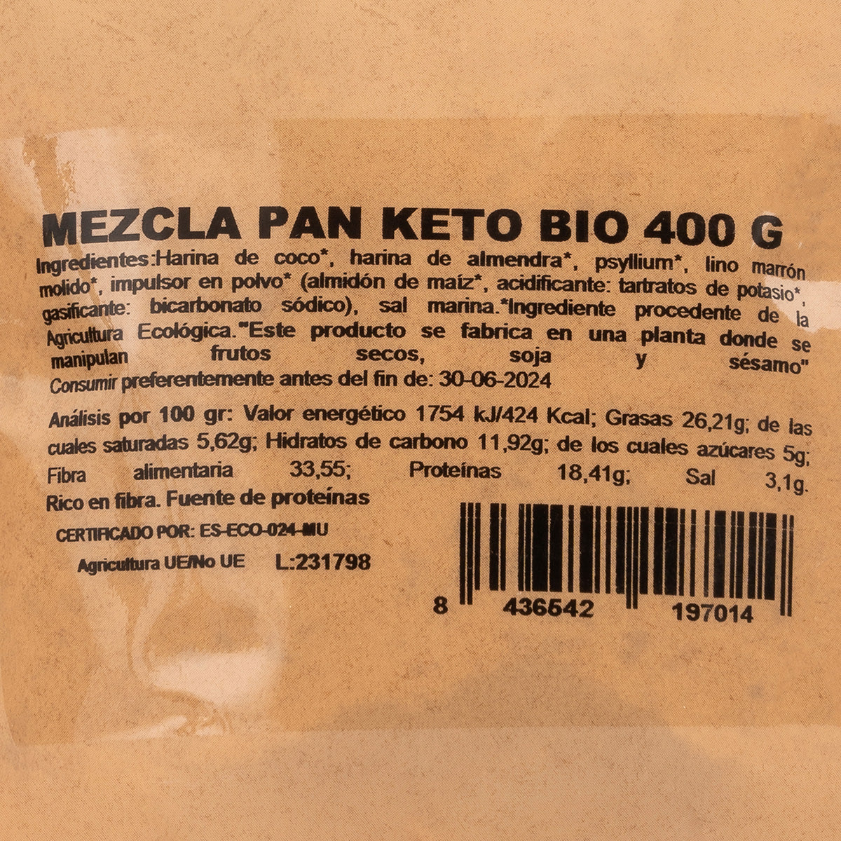Mezcla de harinas para Pan Keto sin gluten NaturGreen 400 g