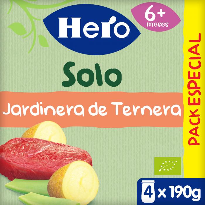 Tarrito de Jardinera de Ternera Eco 4 x 190 g -Hero Baby
