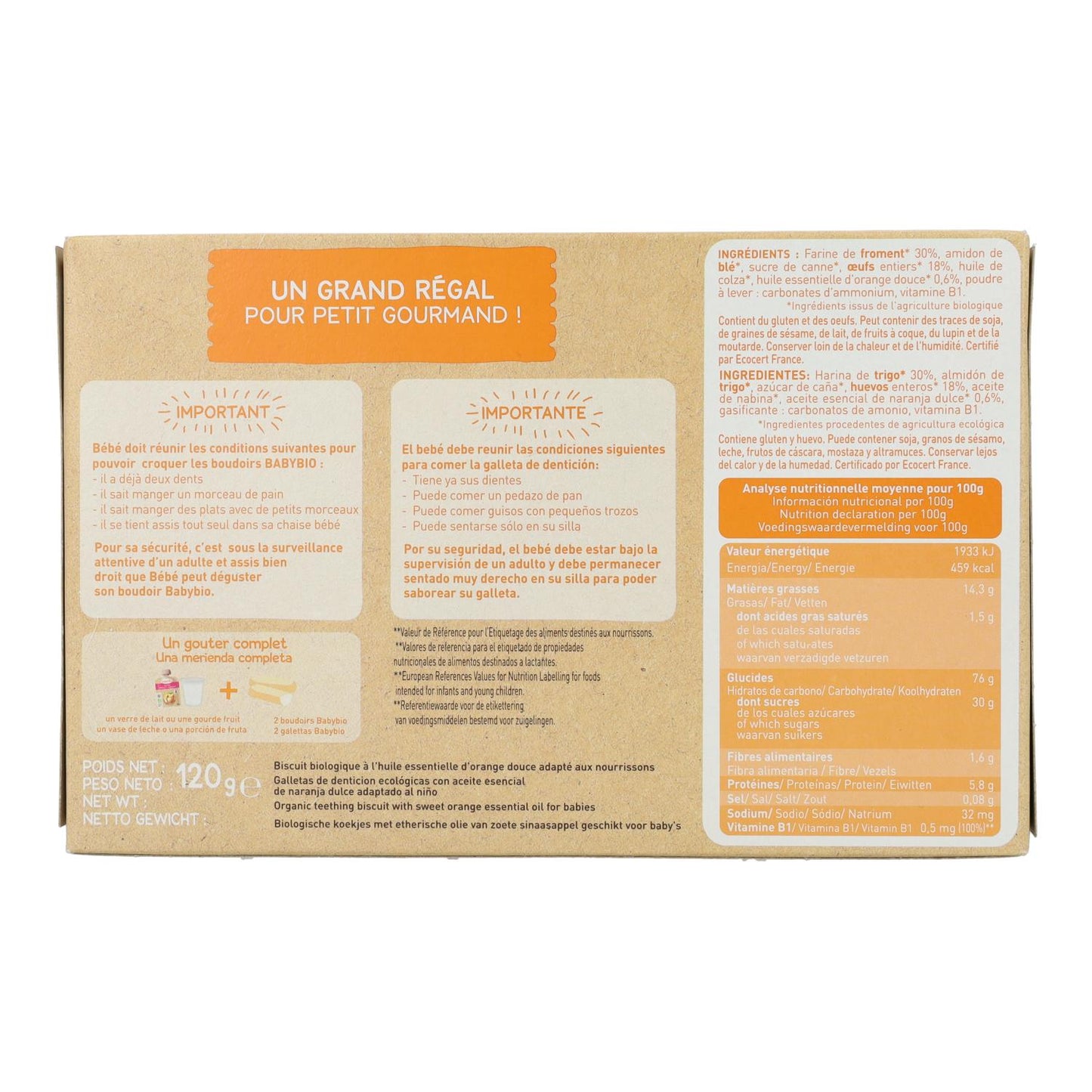 Galletas con aceite esencial de naranja (8-10 meses) Babybio 120 g