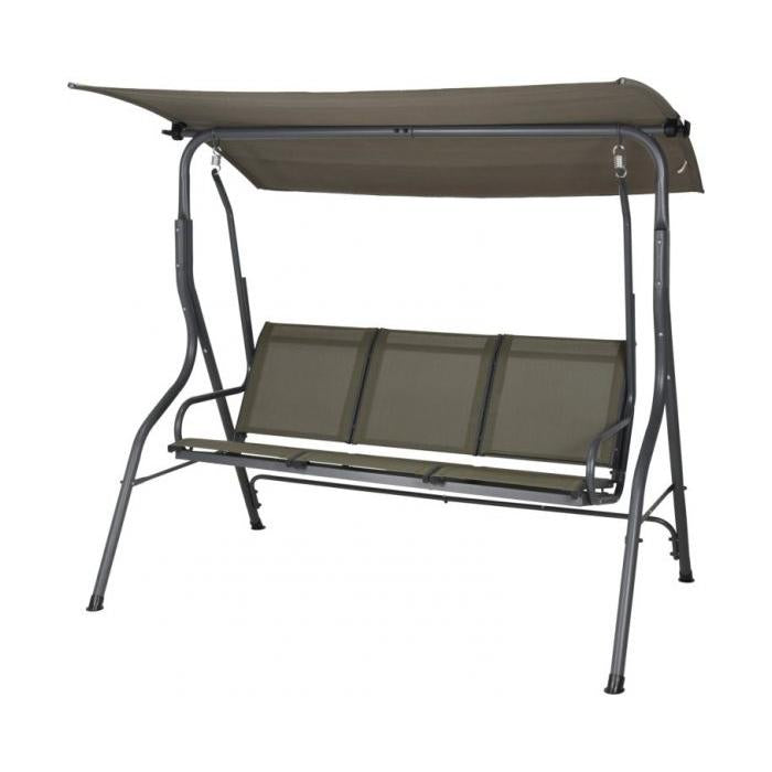 Banco balancín de tres plazas con techo. Gris