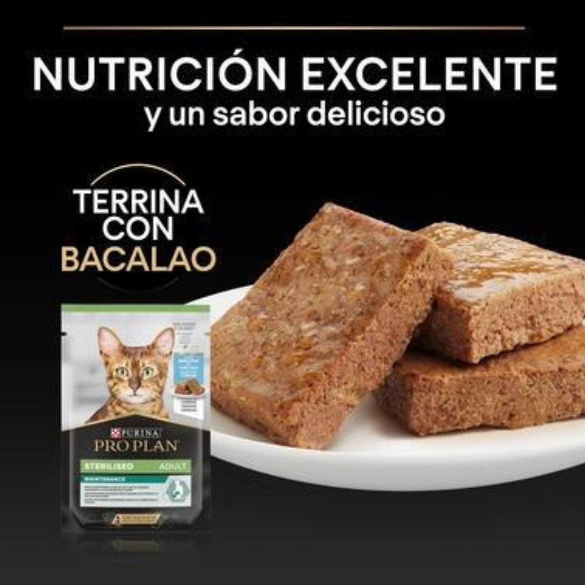 PURINA PRO PLAN Gato Húmedo ESTERILIZADO Terrine Bacalao Sobre 10 x 75g