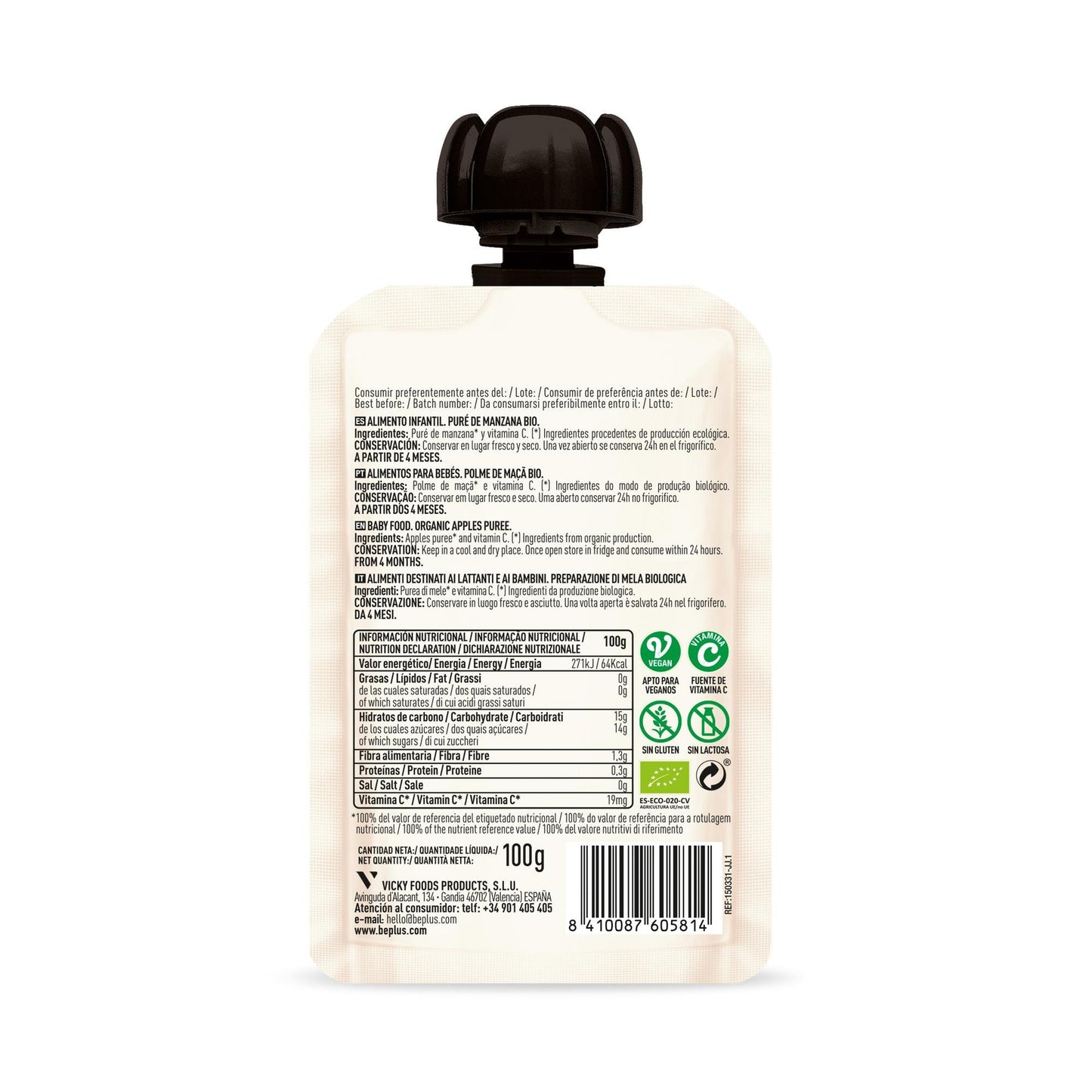 Pouch manzana BIO Be Plus 100 g