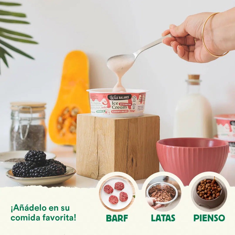 Yogur helado para perros y gatos con prebióticos naturales Wild Balance 110g