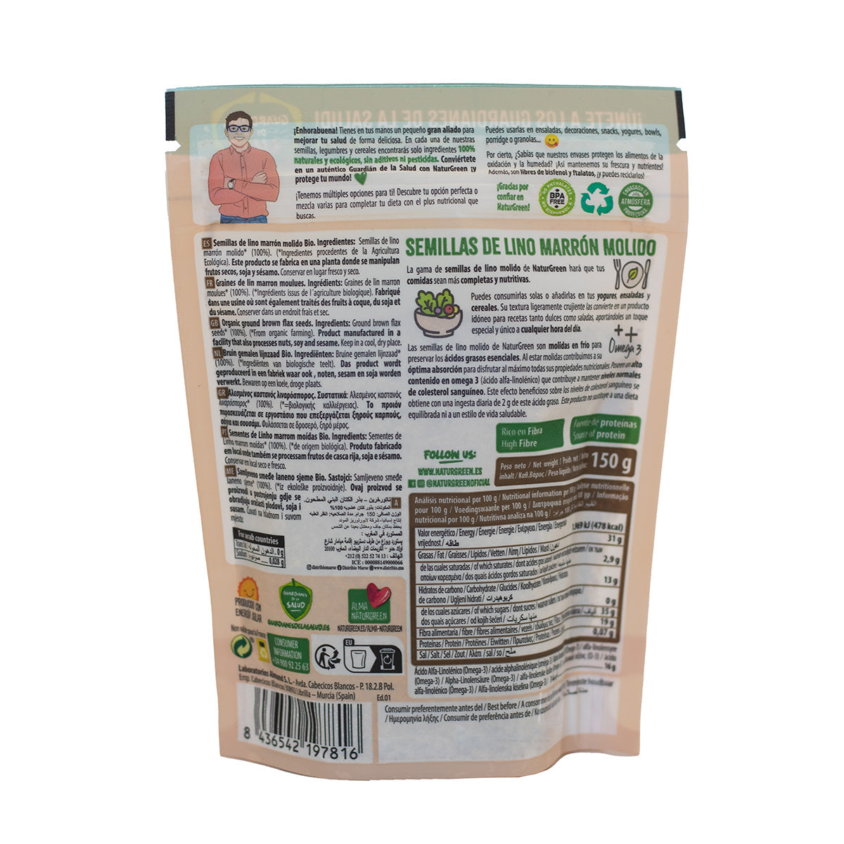 Lino Marrón Molido Bio, Naturgreen,150 g