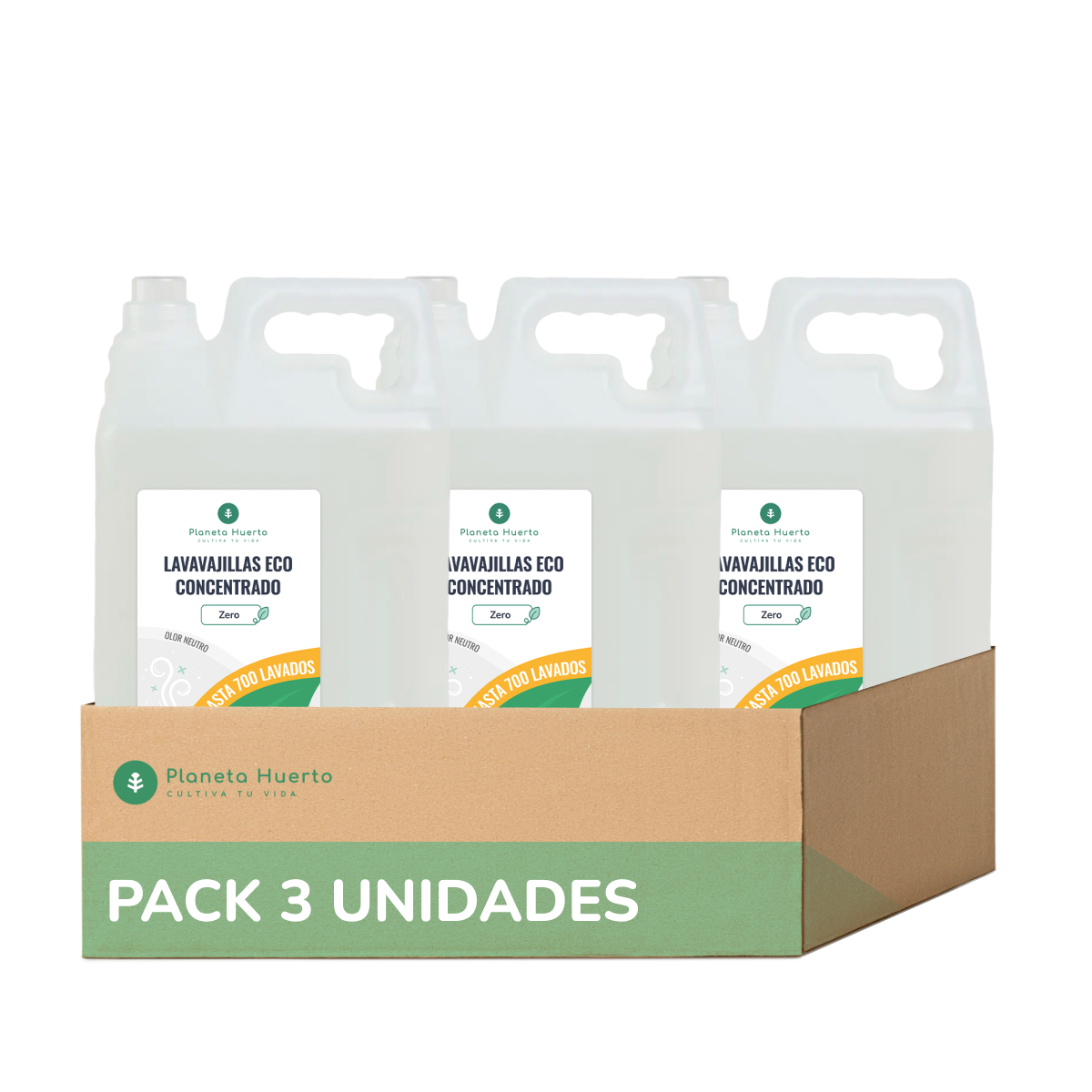 Pack 3xLavavajillas Manual Hipoalergénico Sin perfume Eco Planeta Huerto 5l