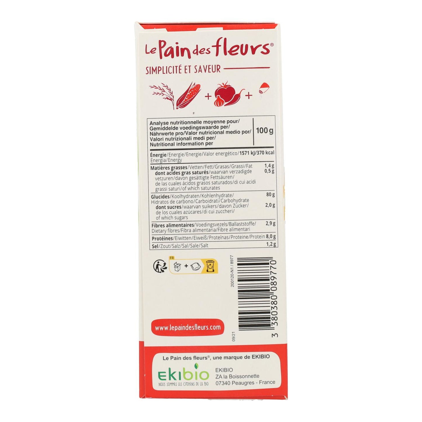Tostadas Crujientes Crackers de Tomate y Paprika para Aperitivo sin gluten BIO Le Pain de Fleurs 150 g