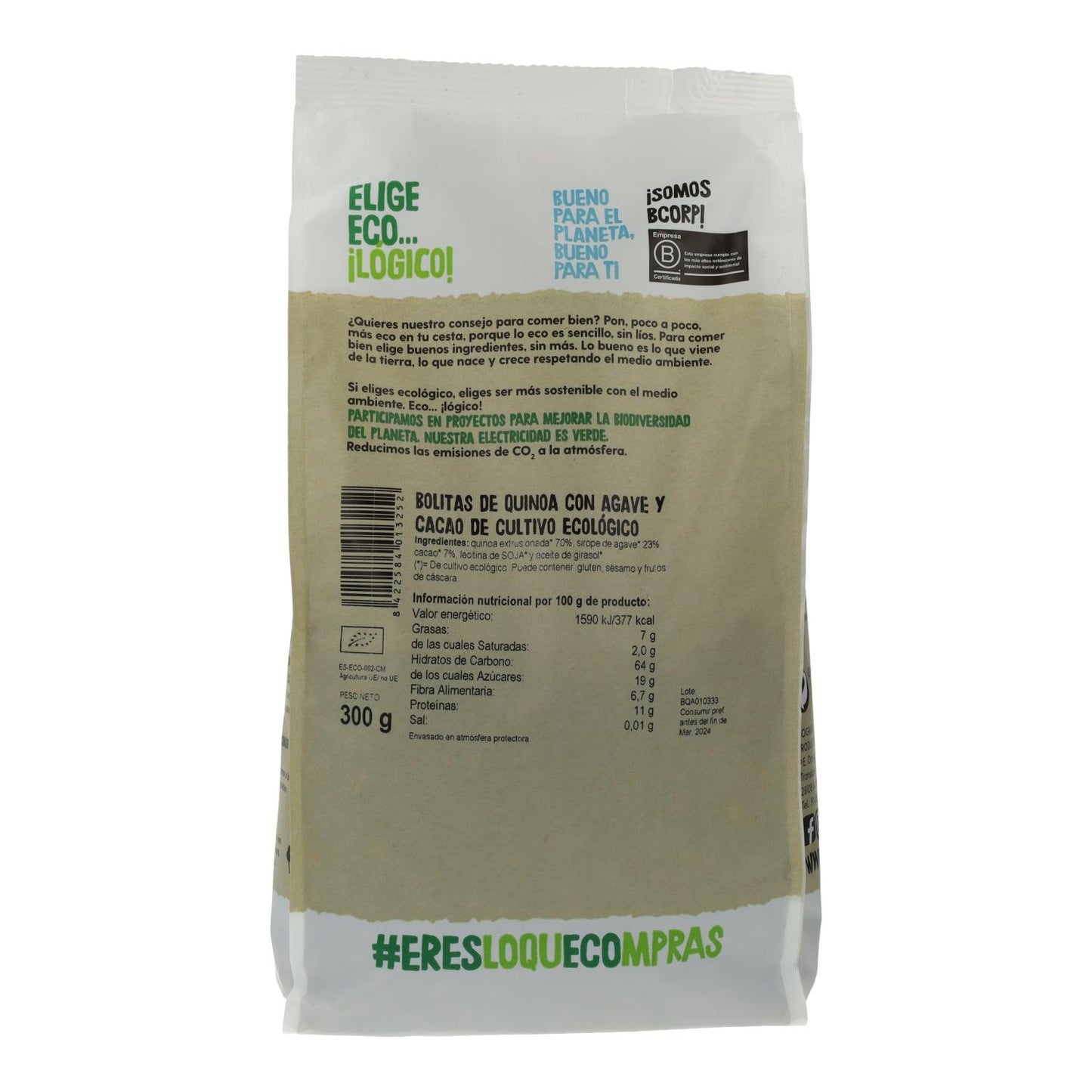 Bolitas de Quinoa con Agave y Cacao Bio Ecocesta 300 gr