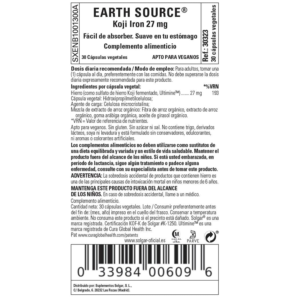 Earth source Koji Iron 30 cápsulas