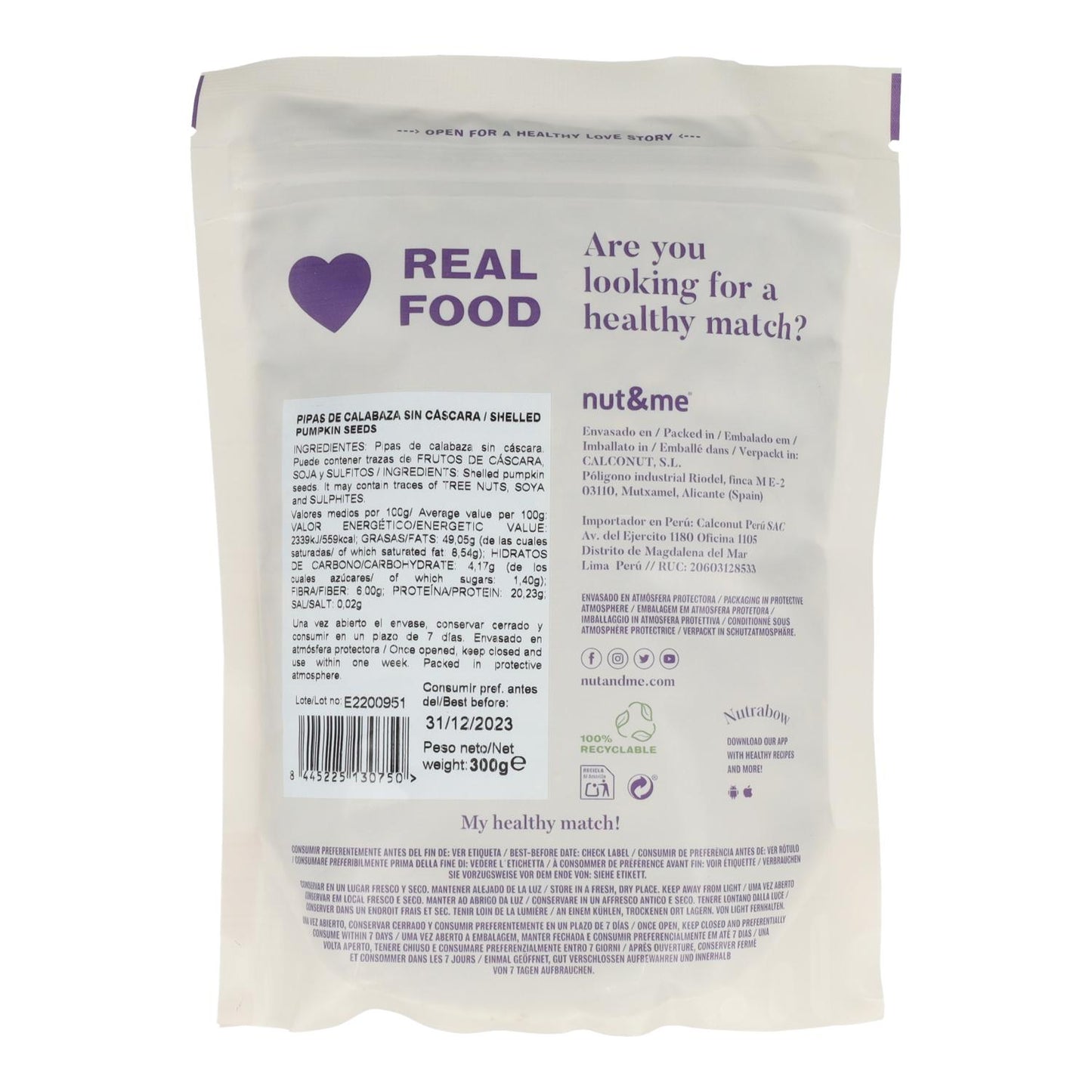 Pipas de calabaza peladas Nut&me 300g