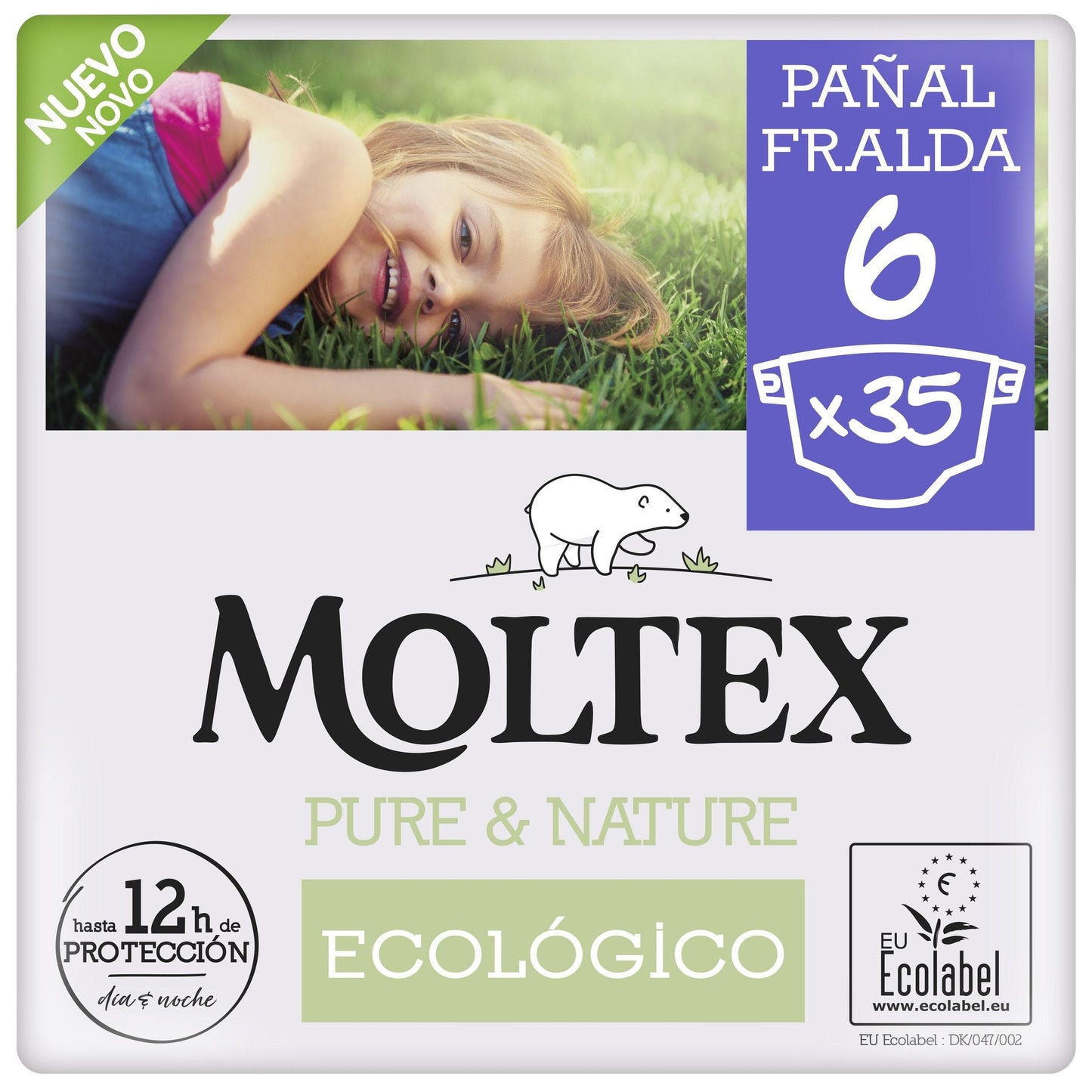 Pañales Moltex Pure & Nature T6 (17-28 kg), 35 Uds
