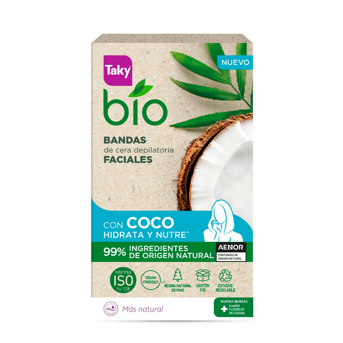 Bandas Depilatorias Faciales BIO Coco 16 uds