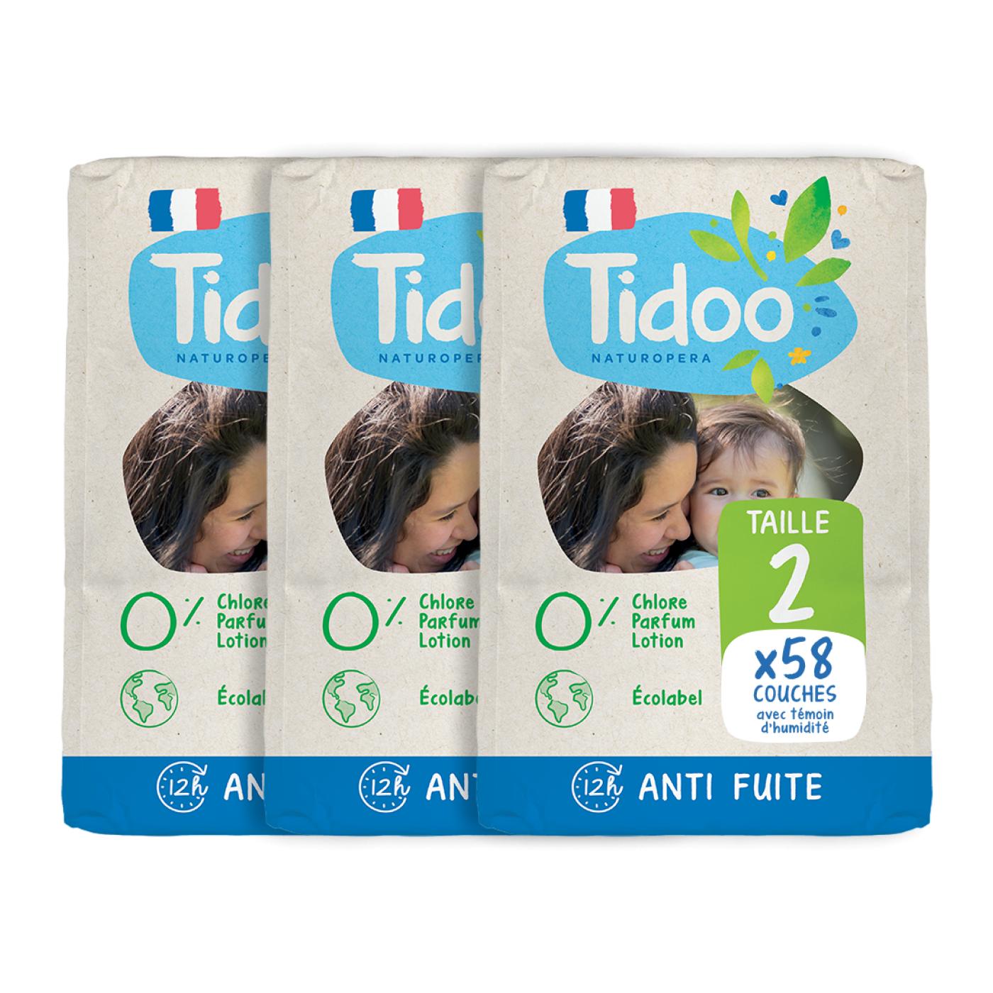 Pack Pañales T2 Mini (3/6 kg) Tidoo 174 Uds