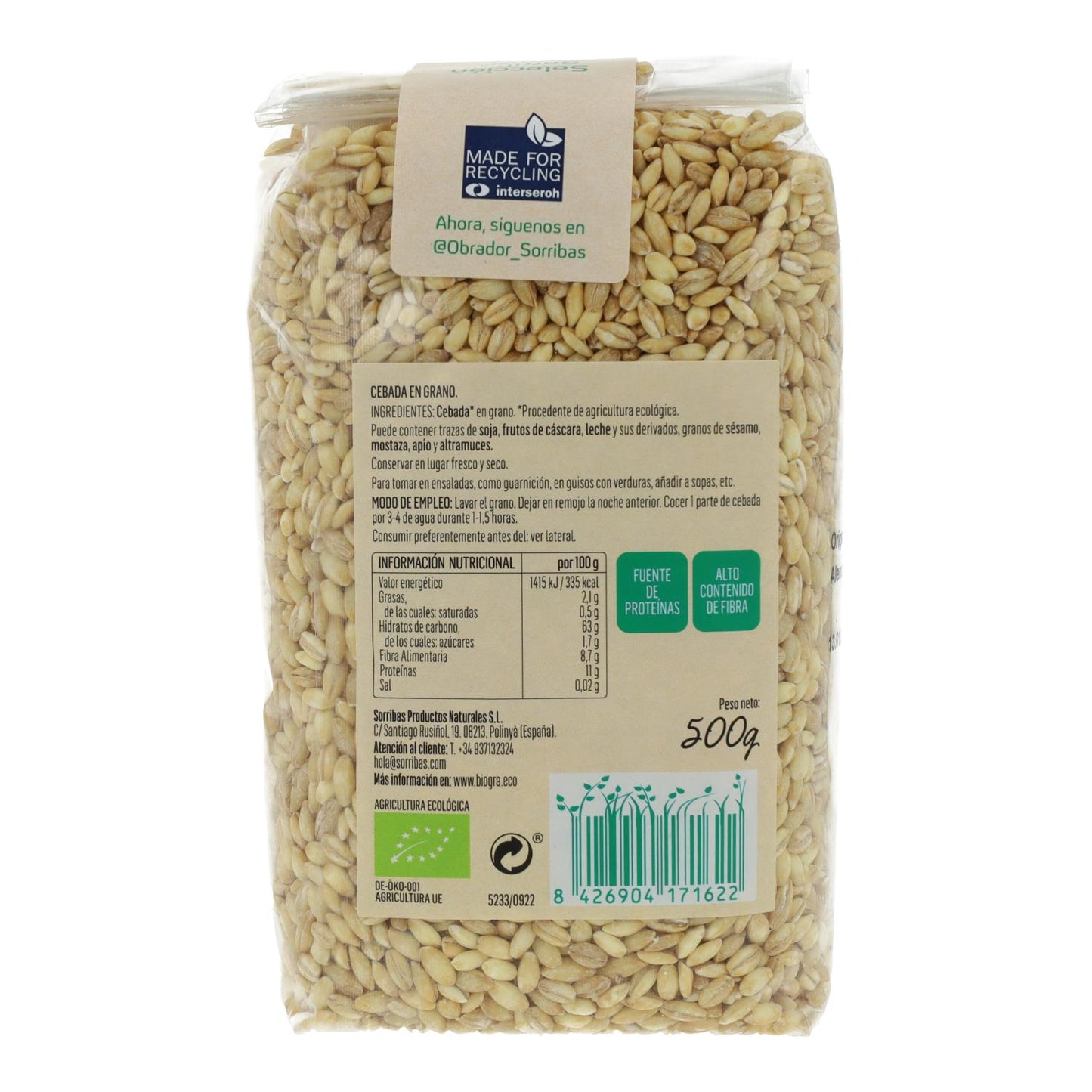 Cebada en Grano Biográ, 500g