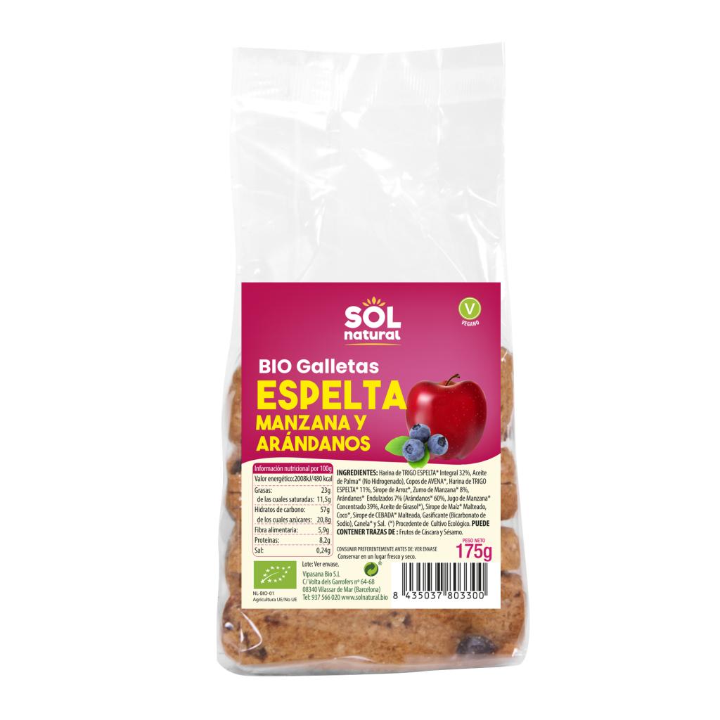 Galletas de Espelta con Manzana y Arándanos BIO Sol Natural 175 g