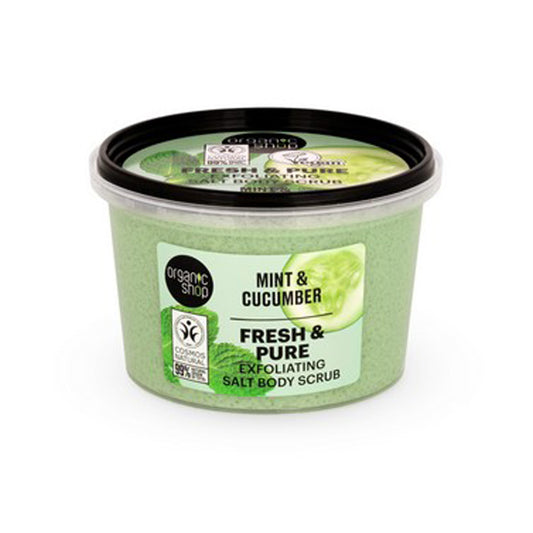 FRESH & PURE Exfoliante corporal de sal, menta y pepino, Organic Shop, 250 gr