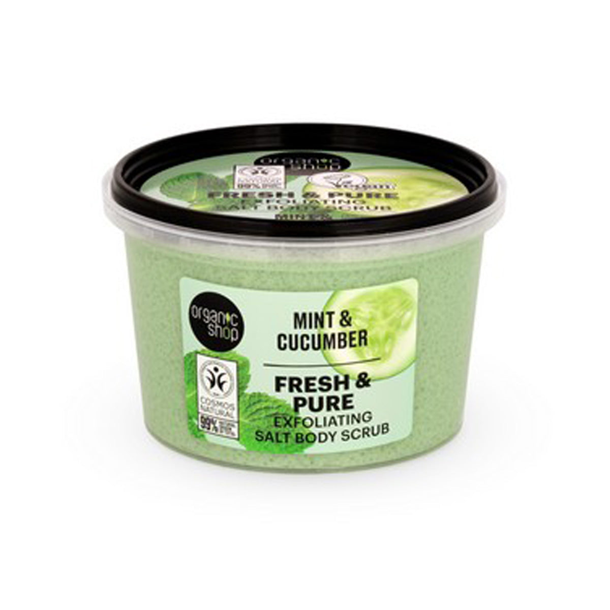 FRESH & PURE Exfoliante corporal de sal, menta y pepino, Organic Shop, 250 gr