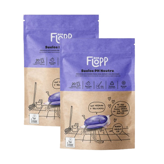 Pack 2 x Limpia suelos ECO Ph neutro doypack Flopp 20caps
