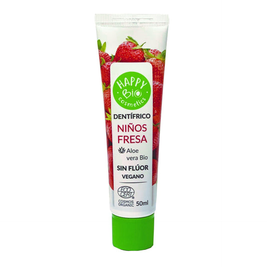 Dentífrico Niños Fresa sin fluor HappyBio 50 ml