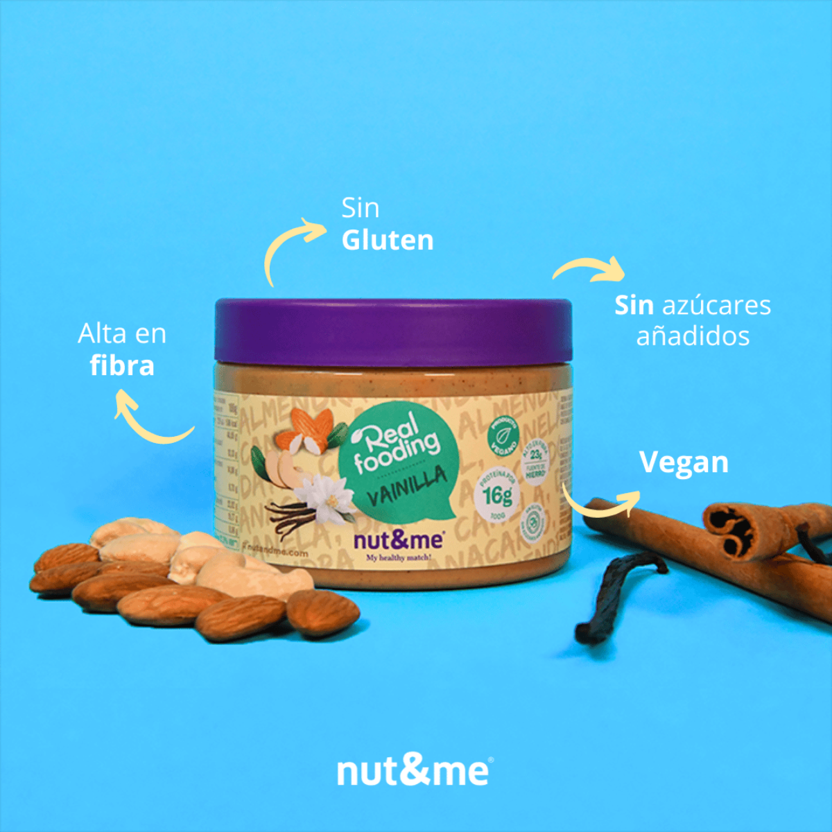 Crema de almendra y anacardo sabor vainilla y canela 250 g Realfooding