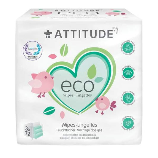 Toallitas eco 3 X 72 uds para bebé Attitude