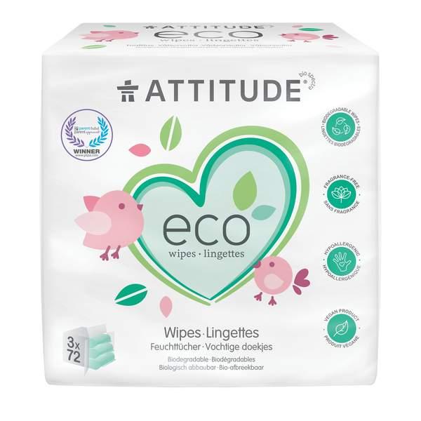 Toallitas eco 3 X 72 uds para bebé Attitude