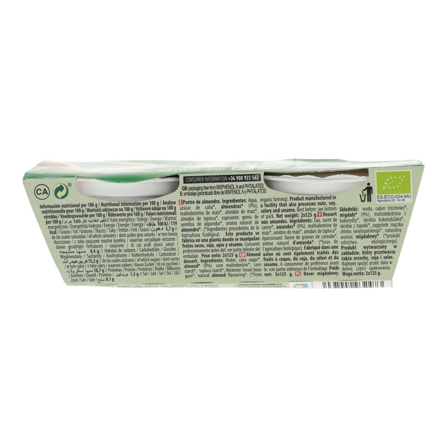 Postre de Almendra NaturGreen, 2 X 125 g