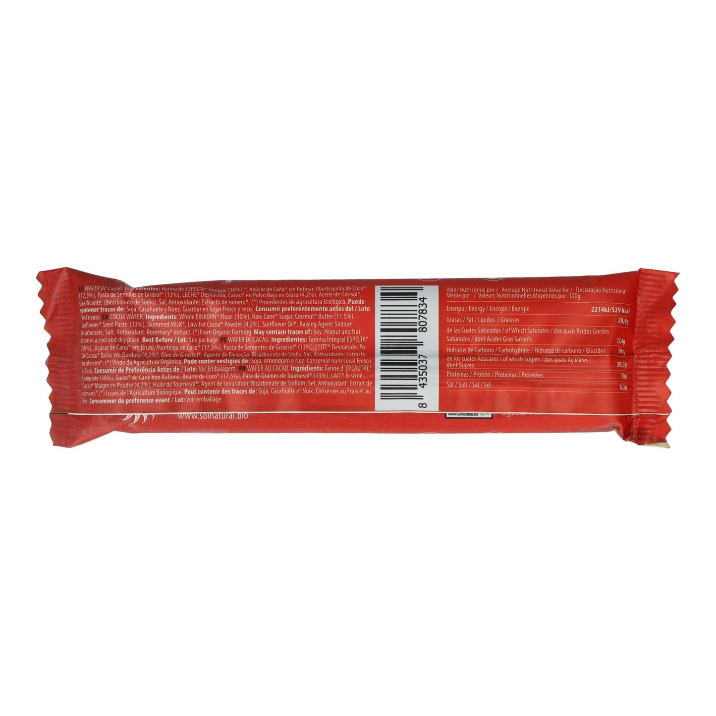 Wha Feel snack de espelta y cacao bio Sol Natural 30 g