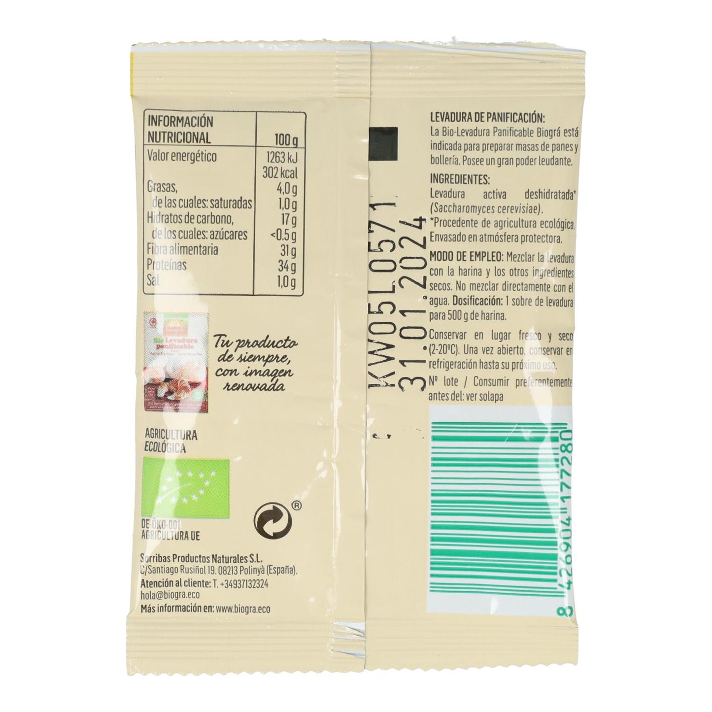 Levadura Sin gluten Biográ 9g