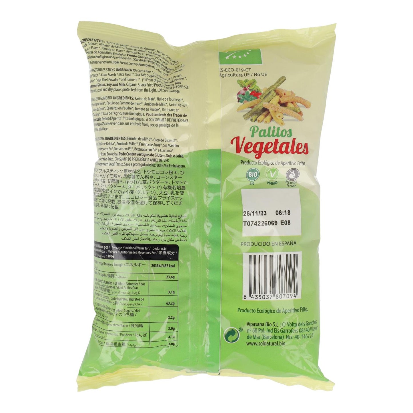 Palitos Vegetales BIO Sol Natural 70g
