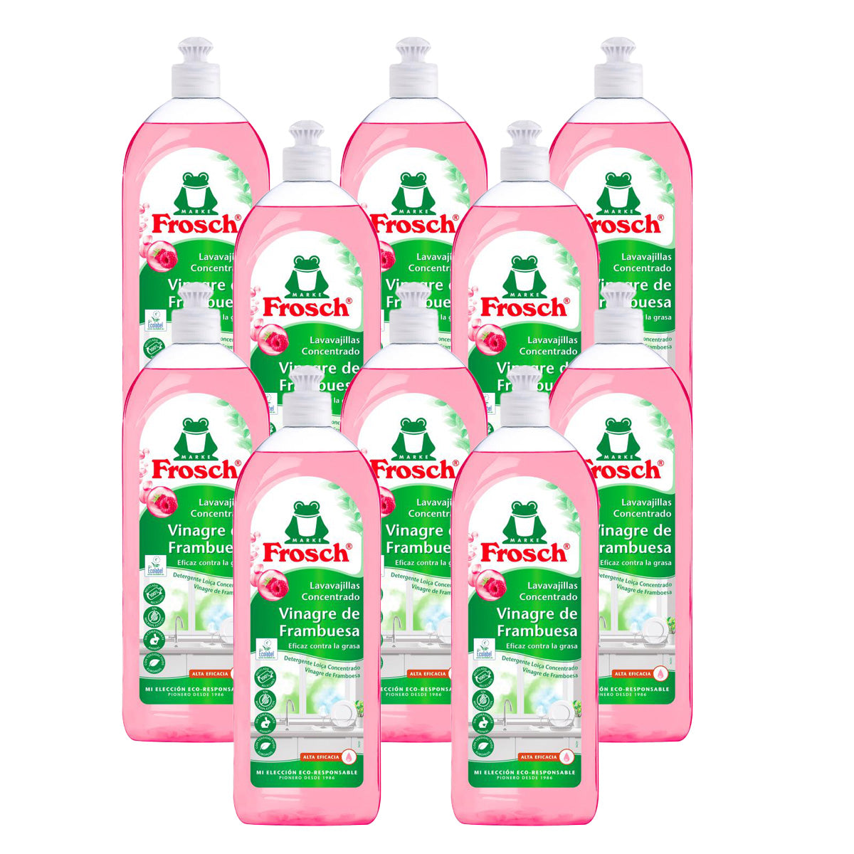 Pack 10x Lavavajillas frambuesa Frosch 750 ml