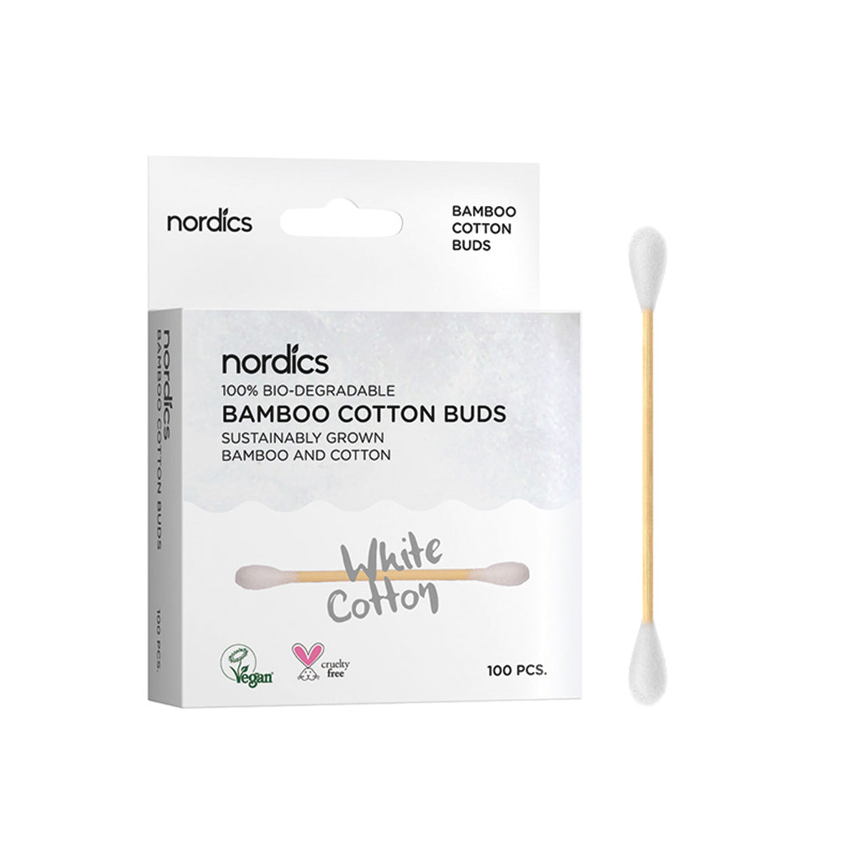 Bastoncillos Bambú y Algodón Bio Nordics 100 unidades