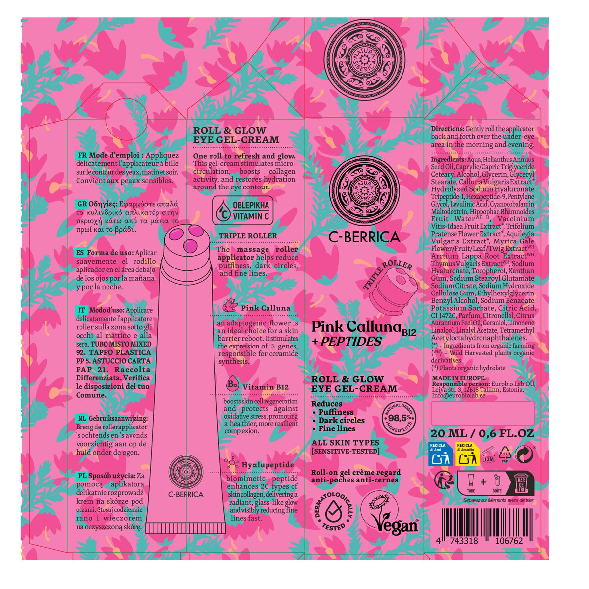 Cremigel para el Contorno de Ojos «Roll & Glow» Natura Siberica 20 ml