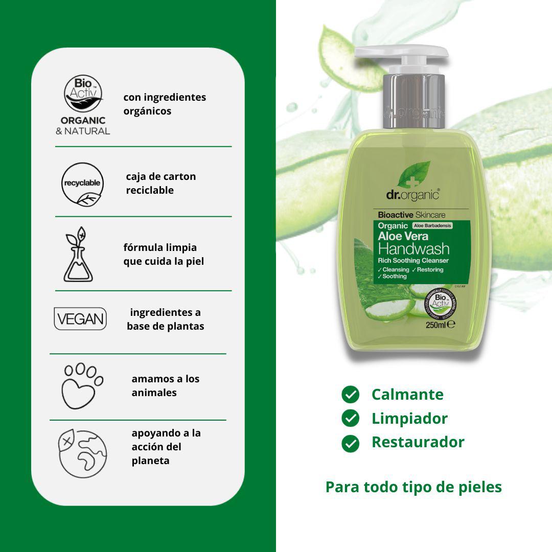 Jabón de manos Aloe Vera Dr. Organic 250 ml