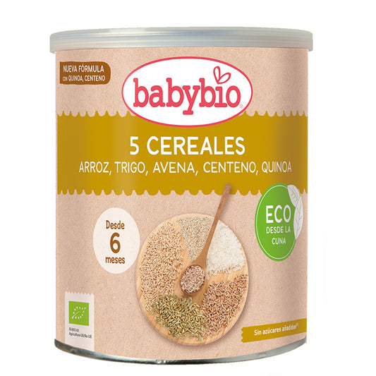 Papilla 5 cereales Arroz, Trigo, Avena, Centeno Y Quinoa Babybio 220 g