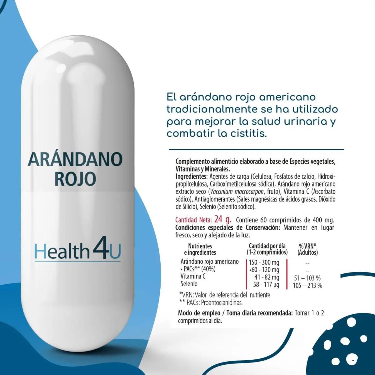 Arándano rojo de 400 mg H4U 60 comprimidos