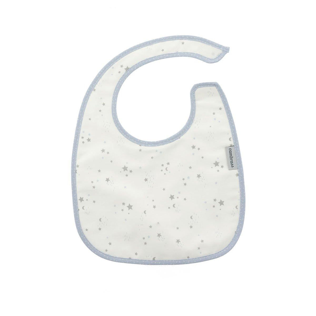 Babero cuadrado con Velcro Celeste 20x26 cm.