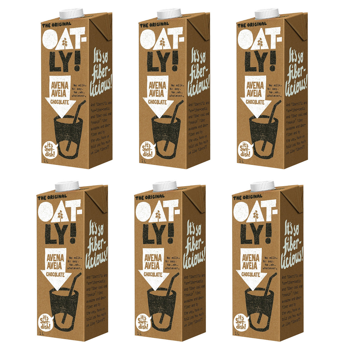 Pack 6 x Bebida Avena Chocolate, Oatly, 1 L