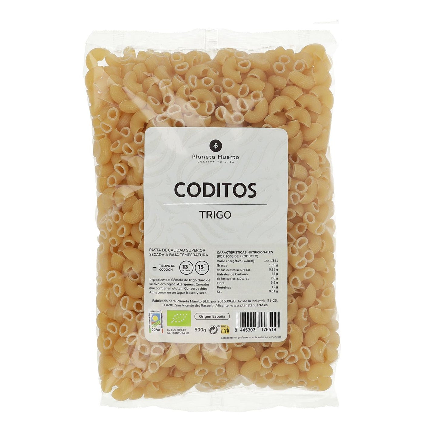 Coditos de trigo ECO Planeta Huerto 500gr