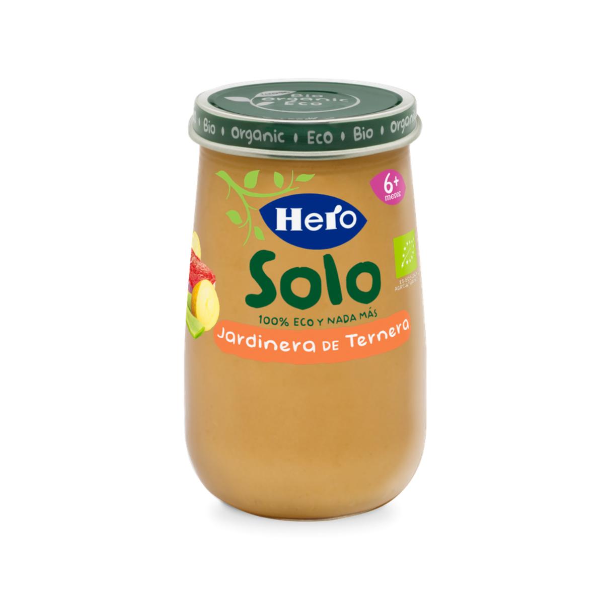 Pack 2x Tarritos Ecológicos de Jardinera con Ternera, Pack de 4x190gr. Hero Solo