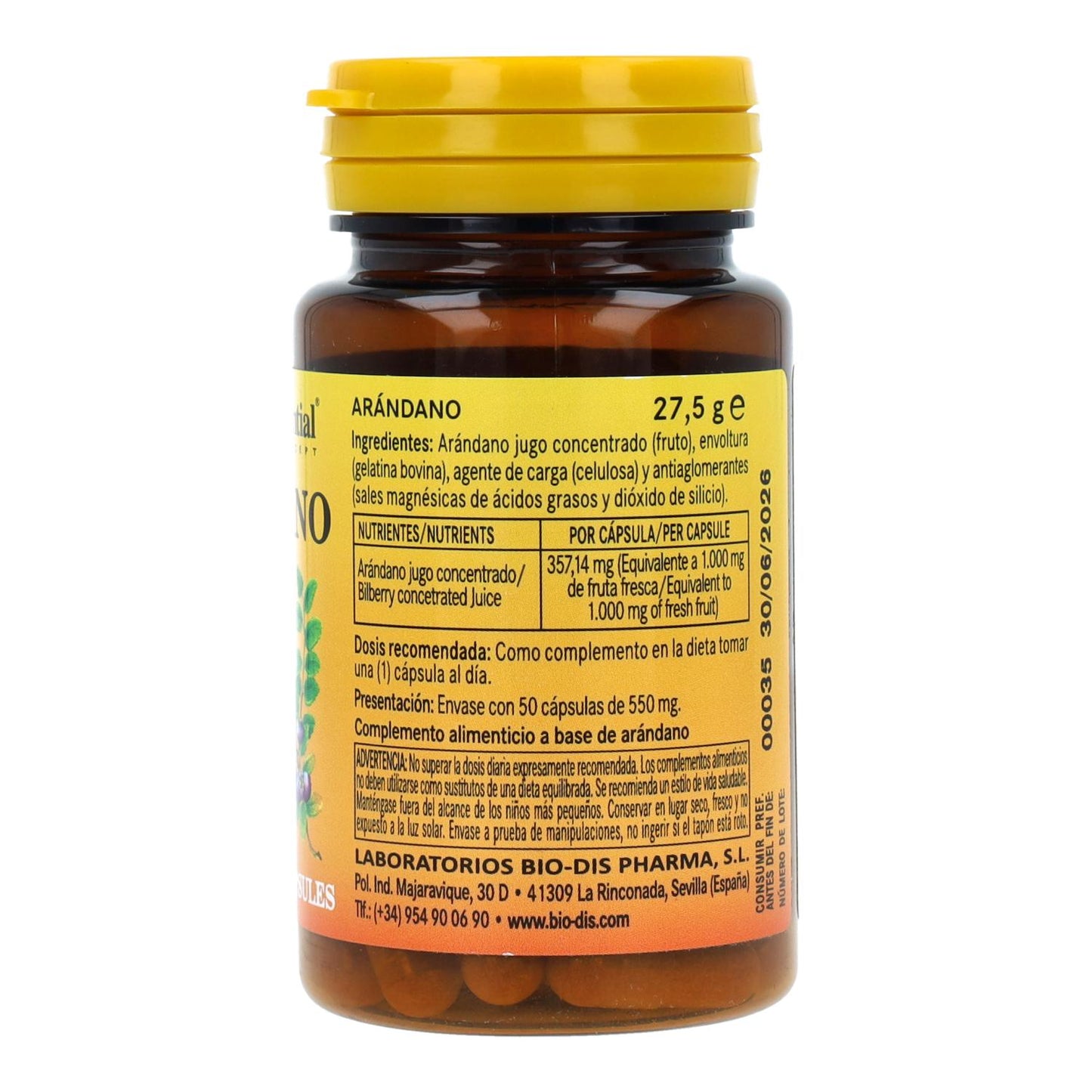 Arandano 1000 mg Nature Essential, 50 cápsulas