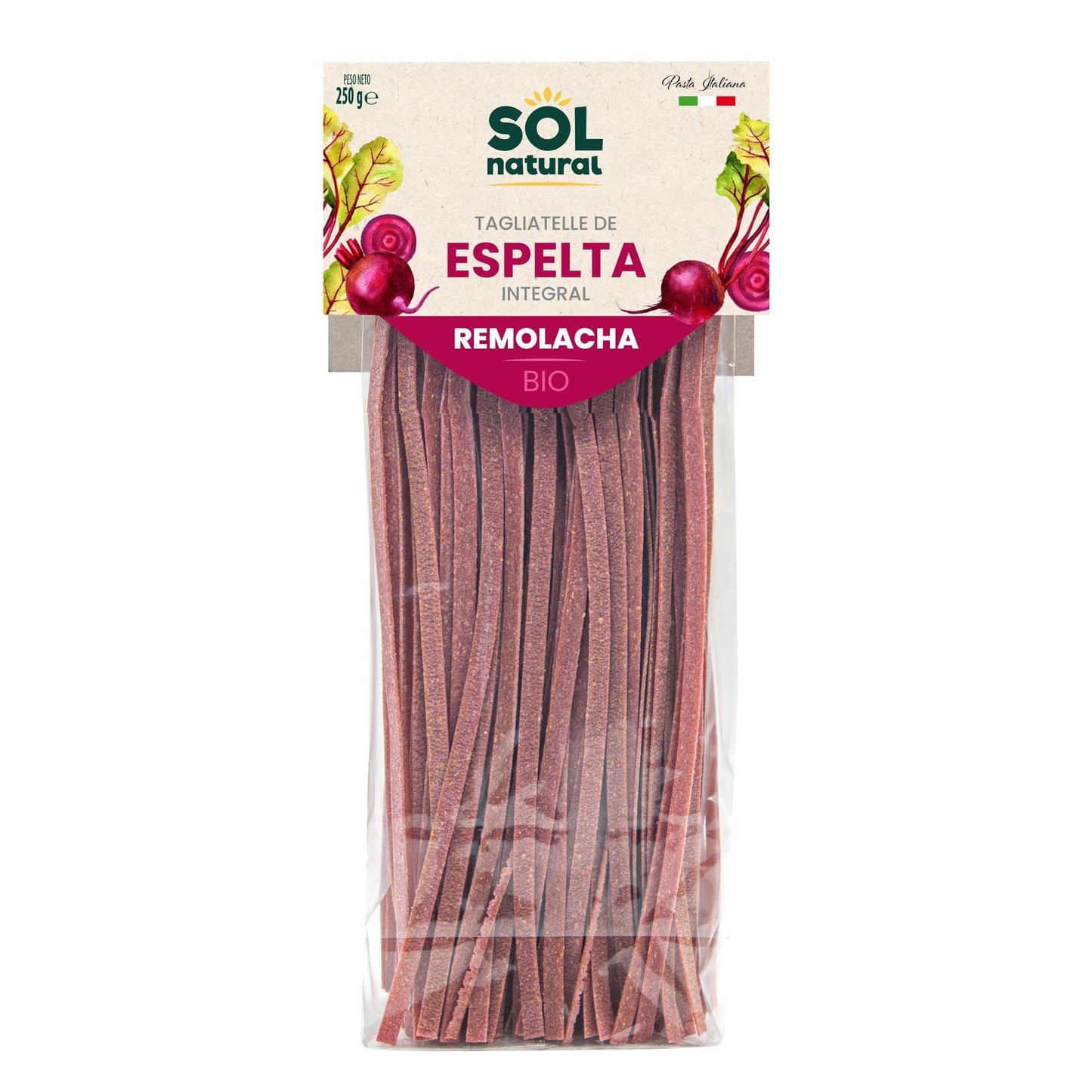 Tagliatelle de Espelta Integral con Remolacha BIO Sol Natural 250g