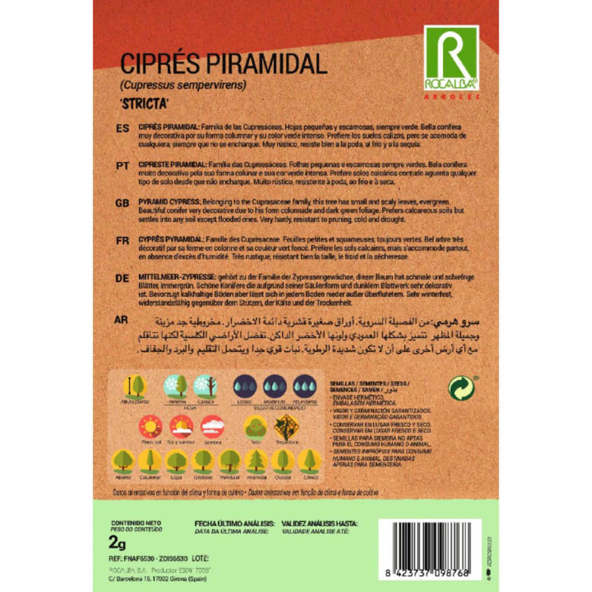 Semillas de Ciprés piramidalis Cipreses sempervire